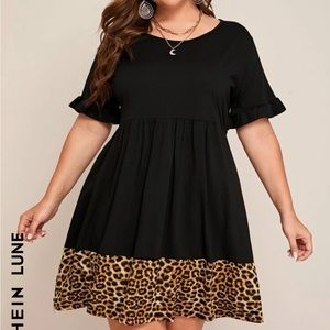 Cheetah animal print ruffle casual dress